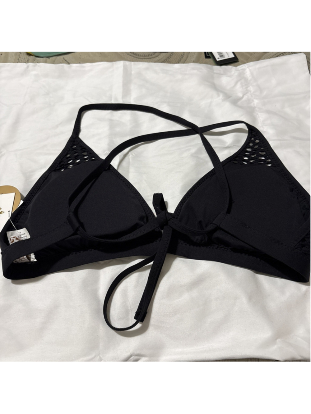 Becca Crochet Black Bikini Top Medium Nwt - Picture 3 of 5